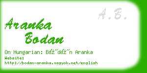 aranka bodan business card